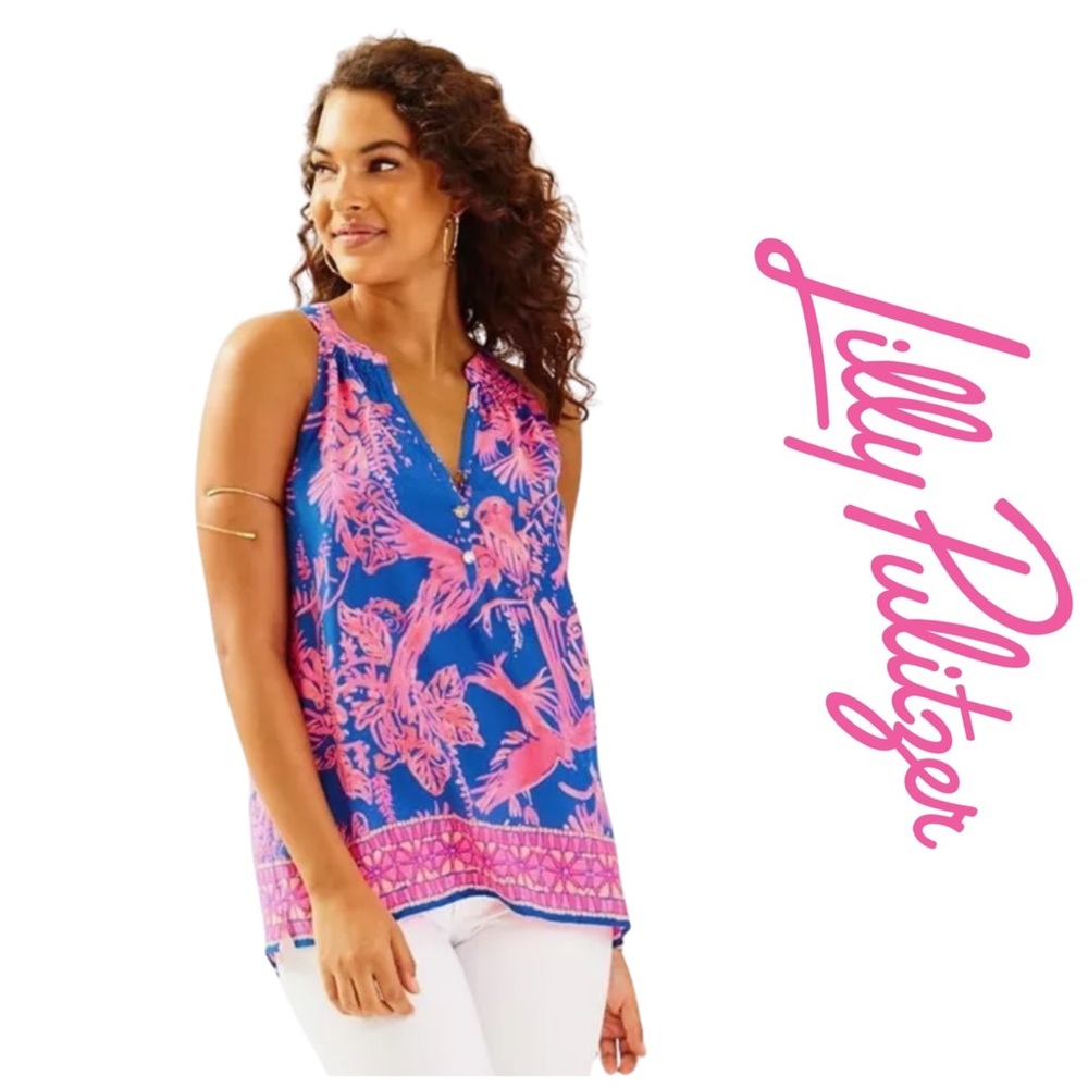 New! | Lilly Pulitzer Sleeveless Bailey Top | Indigo Night Caw | Size L | NWT